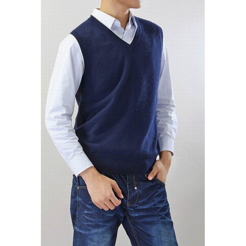 100%Cashmere Sweater Men O-neck Pullover Winter Man Sweaters Vest