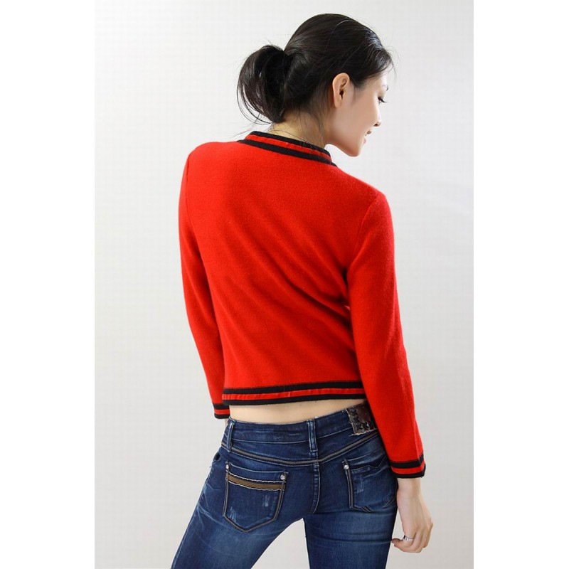 100%Cashmere Sweater Cardigan V-Neck Lady Winter Sweater short 