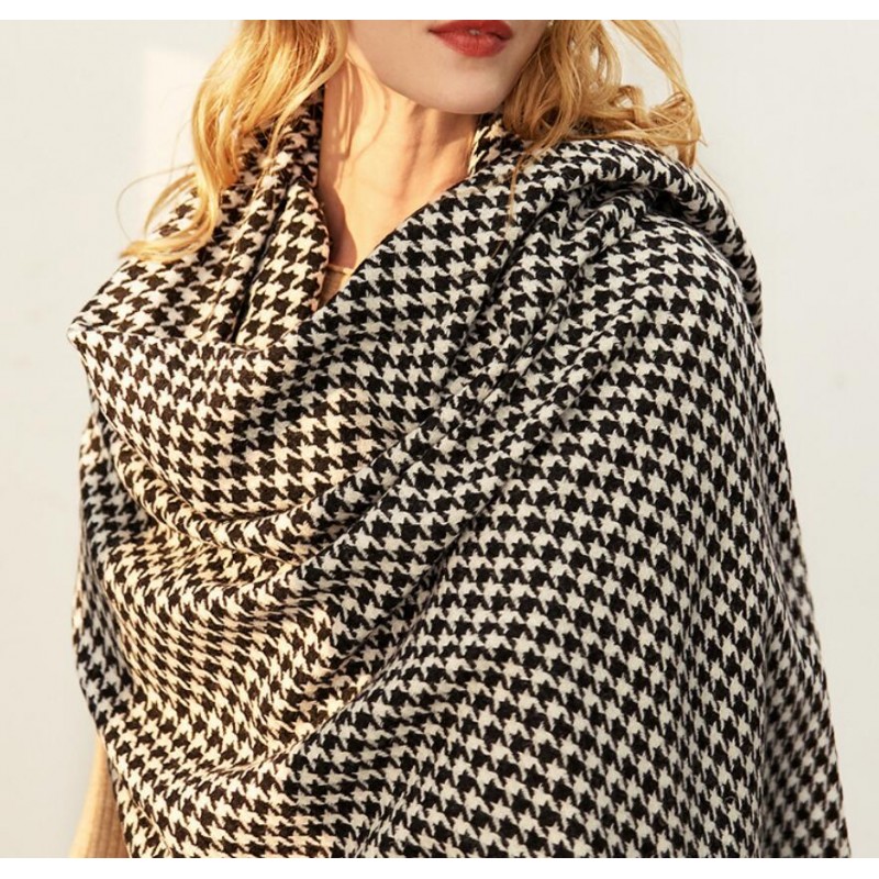 Bogeda New 100%Wool Scarf Women Luxury Brand Winter Warm Big Houndstooth Scarfs Thick High Quality Natural Fabric Free Shipping