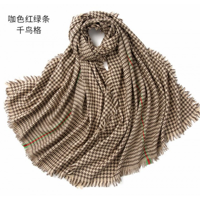 Bogeda New 100%Wool Scarf Women Luxury Brand Winter Warm Big Houndstooth Scarfs Thick High Quality Natural Fabric Free Shipping