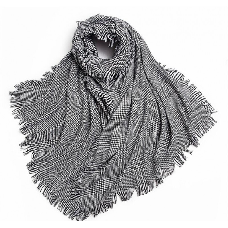 Bogeda New 100%Wool Scarf Women Luxury Brand Winter Warm Houndstooth Scarfs Thick High Quality Natural Fabric Free Shipping