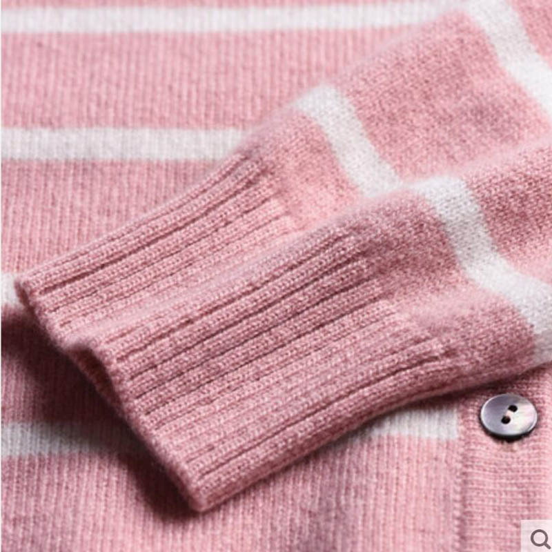 Pure Cashmere Children Sweater Pink Striped Children Winter Cardigan