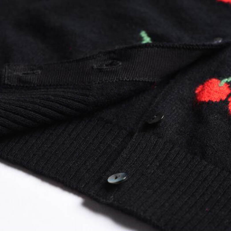 Pure Cashmere Children Sweater Black Embroidery Children Winter Cardigan