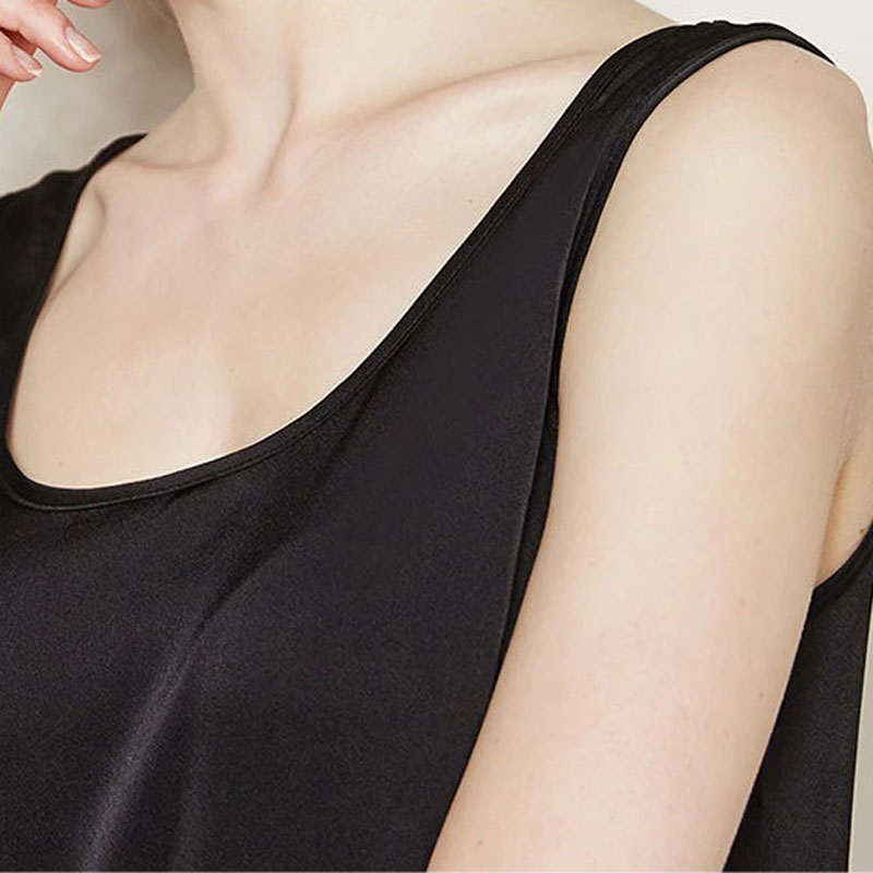 2019 New Silk Dresses Summer Black Women Silk Dress Long High Quality Casual Elegant Sleeveless O-Neck Dress Female