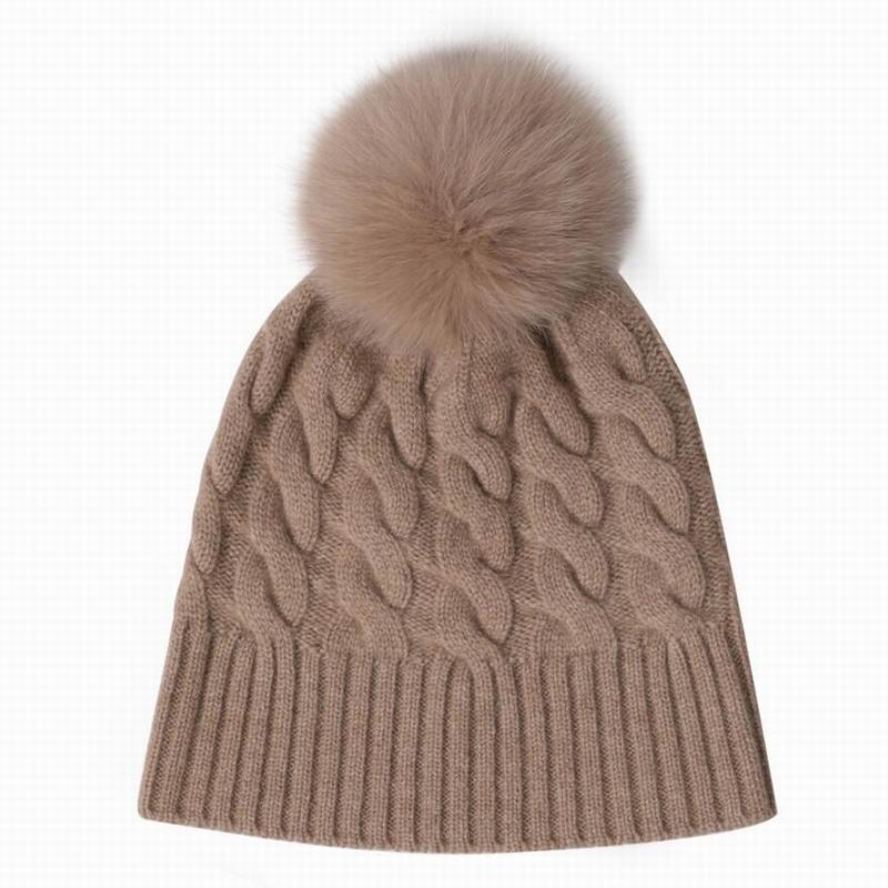 Bogeda New Pure Cashmere Hat Women Camel Khaki Ball Beanies Winter Cap Natural Fabric Soft Warm Hats Girl Gift Free Shipping