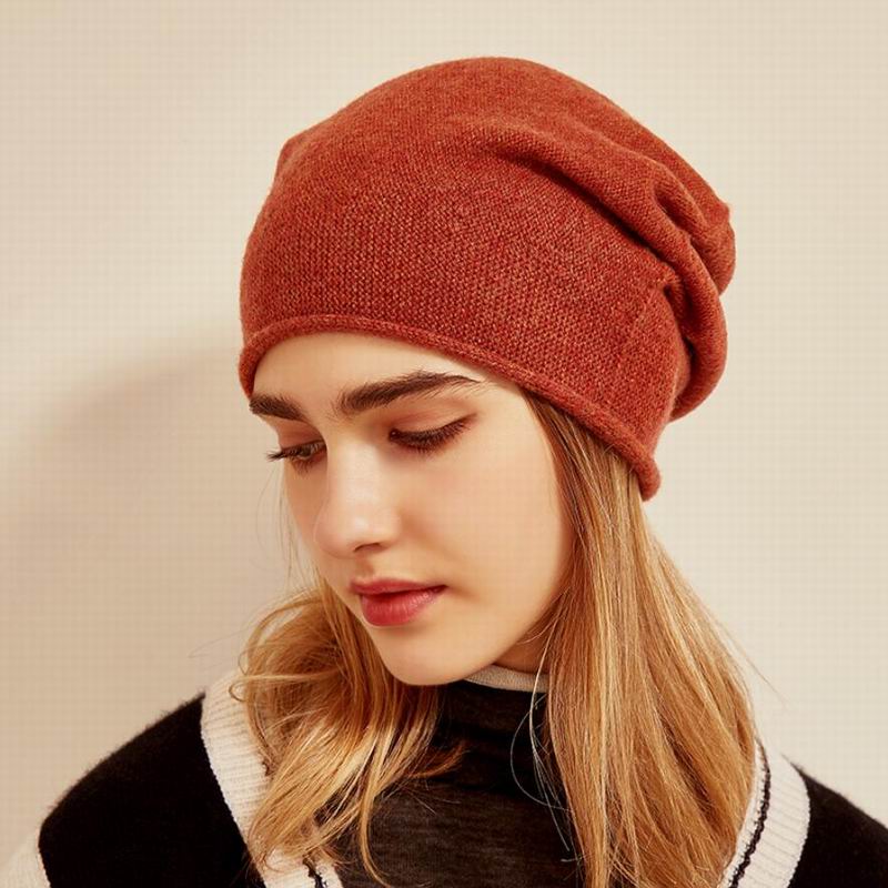 Bogeda New Pure Cashmere Hat Women Camel Red Beanies Winter Warm Cap Natural Fabric Soft Warm Hats Girl Gift Free Shipping