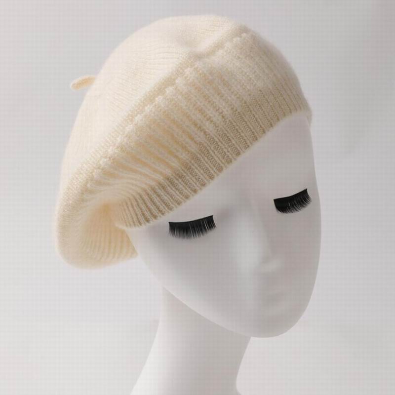 Bogeda New Pure Cashmere Hat Women White Beret Beanies Winter Warm Cap Natural Fabric Soft Warm Hats Girl Gift Free Shipping