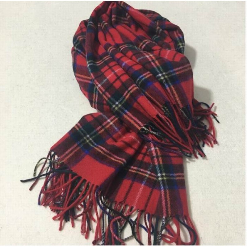 Pure Cashmere Scarves Red Plaid Women Fashional Winter Scarf