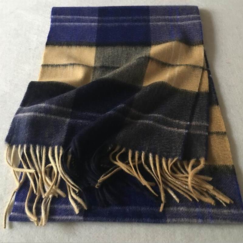 Pure Cashmere Scarves Black Tarton Plaid Women Fashional Winter Scarf